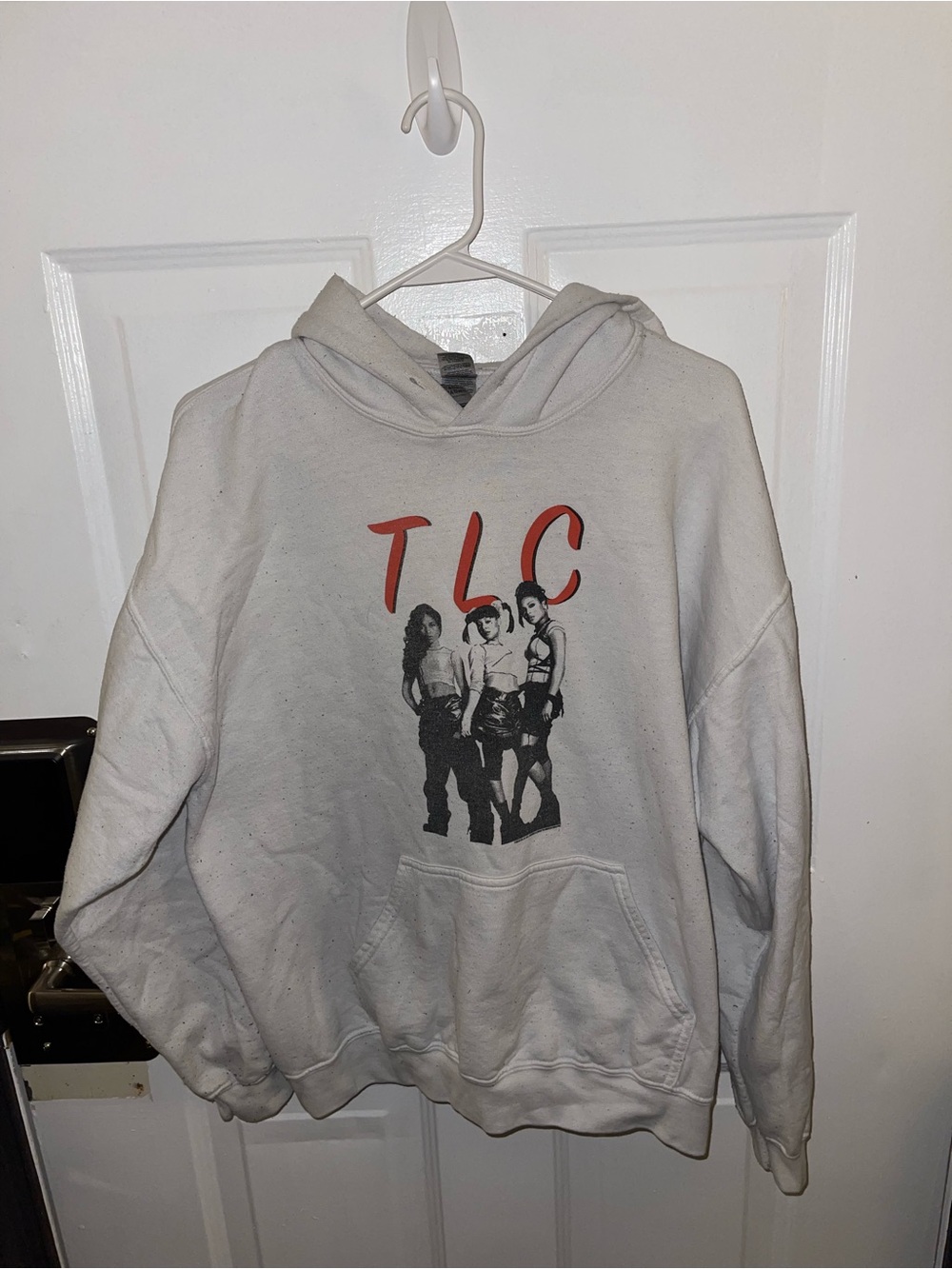 Vintage TLC Graphic Hoodie - White Unisex Pullover Sweatshirt - Size Large